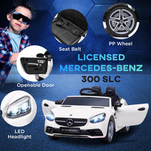 Load image into Gallery viewer, Mercedes Benz SLC 300 Licensed 12V Kids Electric Ride On Car with Parental Remote Two Motors Music Lights Suspension Wheels for 3-6 Years White