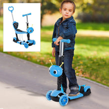 Load image into Gallery viewer, 5-in-1 Kids Kick Scooter W/Removable Seat-Blue