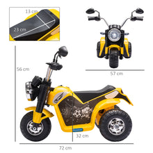Load image into Gallery viewer, Kids 6V Electric Motorcycle Ride-On Toy Battery 18 - 36 Months Yellow