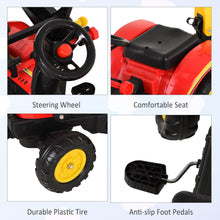 Load image into Gallery viewer, Kids Controllable Excavator Plastic Ride On Pedal Truck Red/Yellow