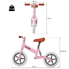 Load image into Gallery viewer, Toddler Balance Bike No Pedal Walk Training Pink
