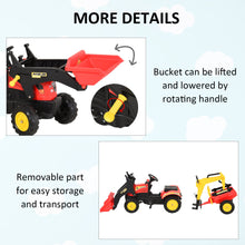 Load image into Gallery viewer, Kids Controllable Excavator Plastic Ride On Pedal Truck Red/Yellow
