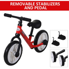 Load image into Gallery viewer, Toddlers Removable Stabiliser Balance Bike -  Red