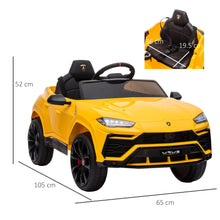 Load image into Gallery viewer, Lamborghini Urus 12V Kids Electric Ride On Car - Yellow