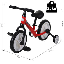 Load image into Gallery viewer, Toddlers Removable Stabiliser Balance Bike -  Red