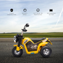 Load image into Gallery viewer, Kids 6V Electric Motorcycle Ride-On Toy Battery 18 - 36 Months Yellow