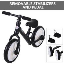 Load image into Gallery viewer, Toddlers Removable Stabiliser Balance Bike Black