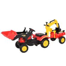 Load image into Gallery viewer, Kids Controllable Excavator Plastic Ride On Pedal Truck Red/Yellow