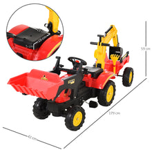 Load image into Gallery viewer, Kids Controllable Excavator Plastic Ride On Pedal Truck Red/Yellow