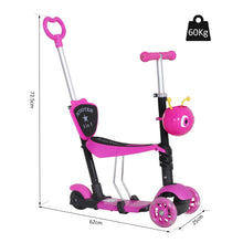 Load image into Gallery viewer, 5-in-1 Kids Kick Scooter W/Removable Seat-Pink