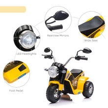Load image into Gallery viewer, Kids 6V Electric Motorcycle Ride-On Toy Battery 18 - 36 Months Yellow
