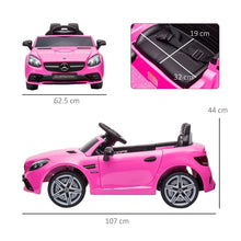 Load image into Gallery viewer, Mercedes Benz SLC 300 Licensed 12V Kids Electric Ride On Car with Parental Remote Two Motors Music Lights Suspension Wheels for 3-6 Years Pink