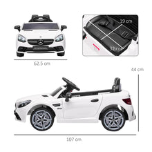 Load image into Gallery viewer, Mercedes Benz SLC 300 Licensed 12V Kids Electric Ride On Car with Parental Remote Two Motors Music Lights Suspension Wheels for 3-6 Years White