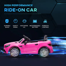 Load image into Gallery viewer, Mercedes Benz SLC 300 Licensed 12V Kids Electric Ride On Car with Parental Remote Two Motors Music Lights Suspension Wheels for 3-6 Years Pink