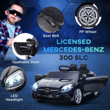 Load image into Gallery viewer, Mercedes Benz SLC 300 Licensed 12V Kids Electric Ride On Car with Parental Remote Two Motors Music Lights Suspension Wheels for 3-6 Years Black