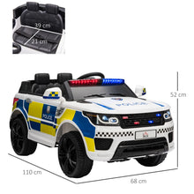 Load image into Gallery viewer, 12V Kid Electric Ride On Police Car with Remote Siren Light Bluetooth 3-6 Years
