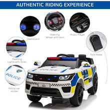 Load image into Gallery viewer, 12V Kid Electric Ride On Police Car with Remote Siren Light Bluetooth 3-6 Years