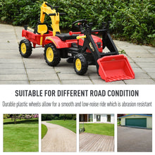 Load image into Gallery viewer, Kids Controllable Excavator Plastic Ride On Pedal Truck Red/Yellow