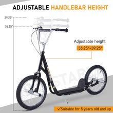 Load image into Gallery viewer, 16" Tyre Steel Push Scooter Black