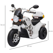 Load image into Gallery viewer, Kids 6V Battery PP Motorcycle Ride On Trike White