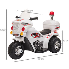 Load image into Gallery viewer, Kids 6V Electric Ride On Motorcycle 3 Wheel Vehicle Lights Music Horn Storage Box White