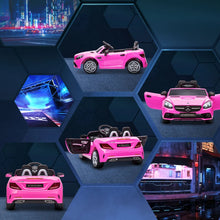 Load image into Gallery viewer, Mercedes Benz SLC 300 Licensed 12V Kids Electric Ride On Car with Parental Remote Two Motors Music Lights Suspension Wheels for 3-6 Years Pink