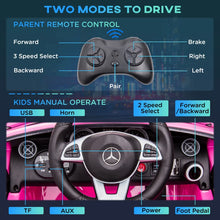 Load image into Gallery viewer, Mercedes Benz SLC 300 Licensed 12V Kids Electric Ride On Car with Parental Remote Two Motors Music Lights Suspension Wheels for 3-6 Years Pink