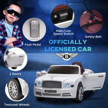 Load image into Gallery viewer, Kids Electric Ride On Car with Parent Remote, 12V Battery Powered Toy Car with Music Horn Lights MP3 Suspension Wheels for 37-72 Months - White