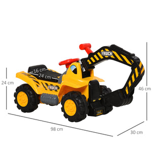 Kids 4-in-1 HDPE Excavator Ride On Truck Yellow/Black
