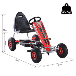 Go Kart Ride on Car Racing Style w/ Adjustable Seat Handbrake & Clutch in Red