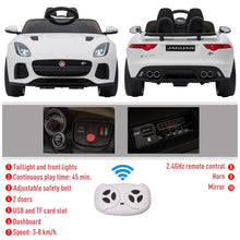 Load image into Gallery viewer, Jaguar F-type Licensed 6V Rechargeable Battery Ride On Car - White
