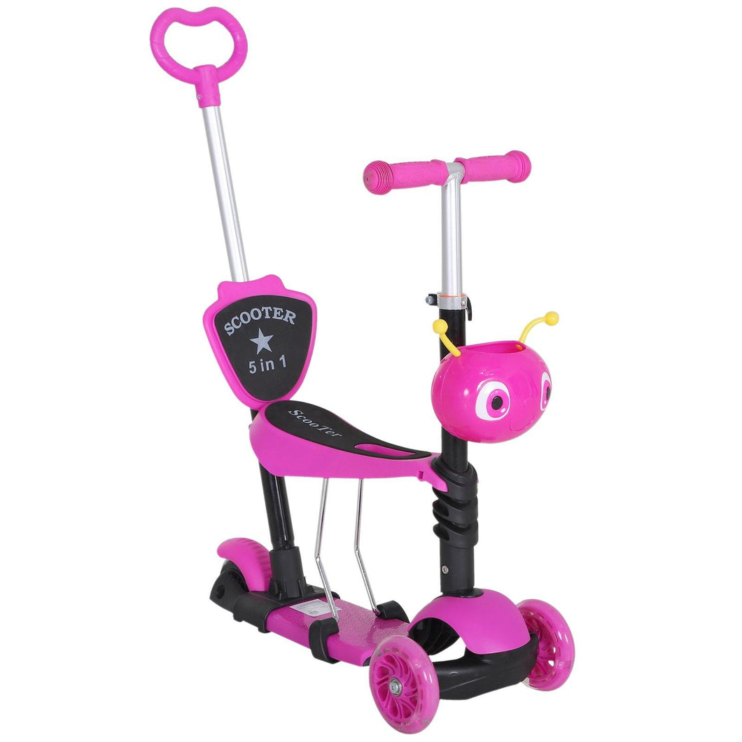 5-in-1 Kids Kick Scooter W/Removable Seat-Pink