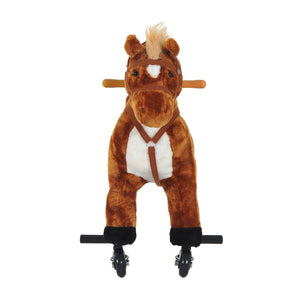 Kids Rocking Horse with Rolling Wheels and Sound-Brown