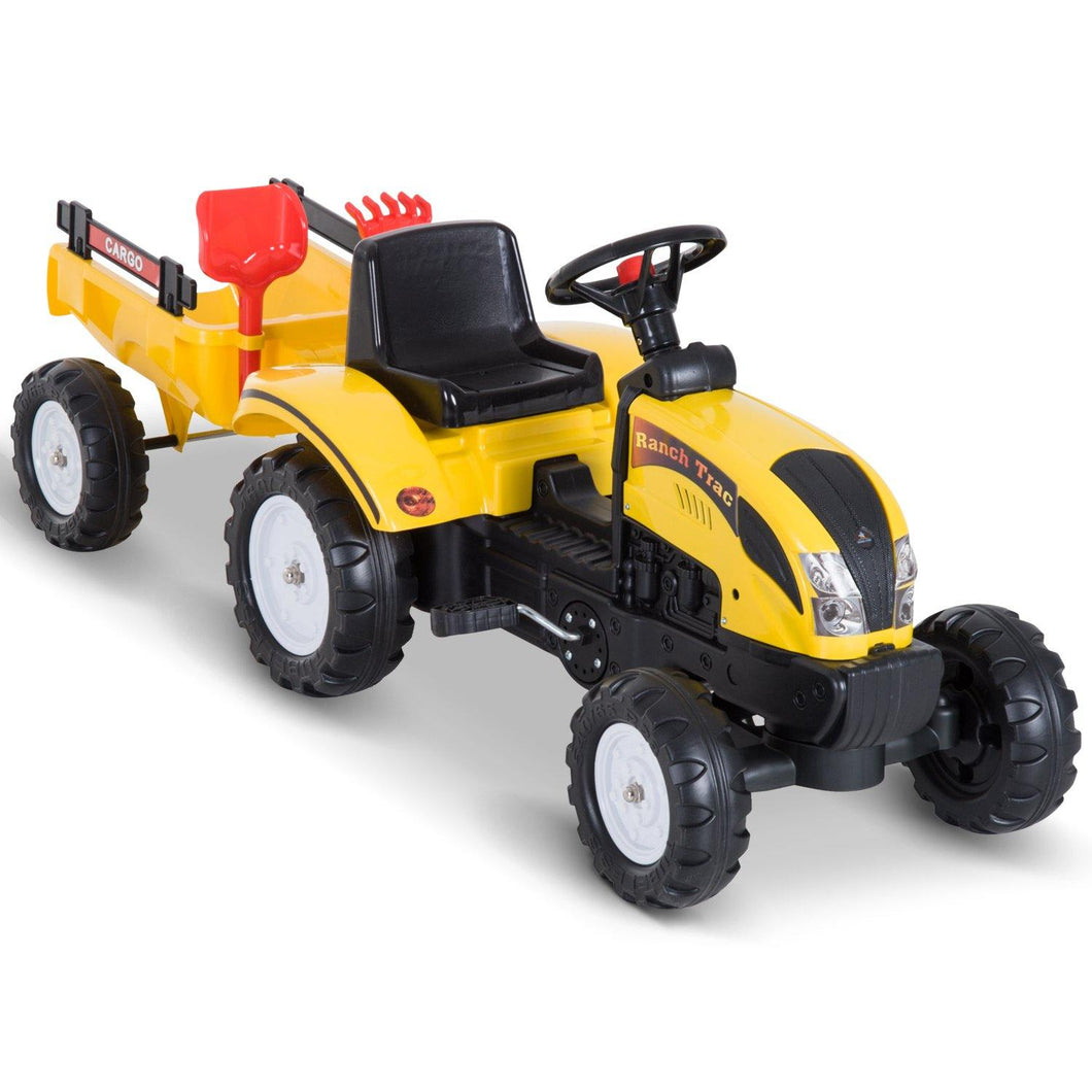 Kids Pedal Go-Kart Ride-On Tractor w/ Rake on Four Wheels