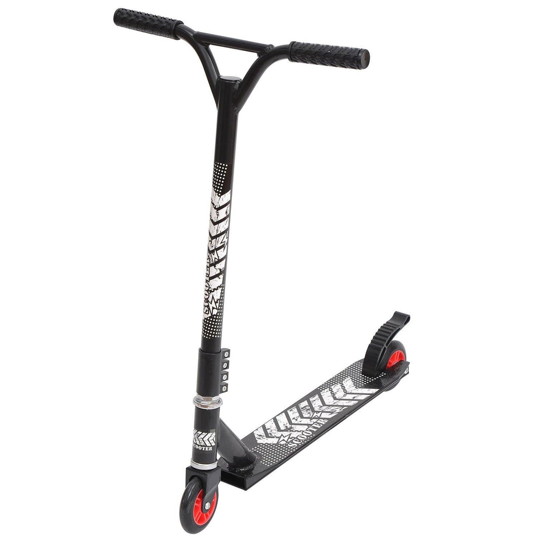 Push Stunt Scooter, 2 Wheels, Fixed Bar, 360 Degree-Black