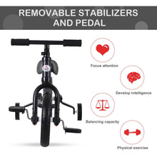 Load image into Gallery viewer, Toddlers Removable Stabiliser Balance Bike Black
