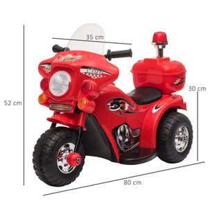 Kids 6V Electric Ride On Motorcycle 3 Wheel Vehicle Lights Music Horn Storage Box Red