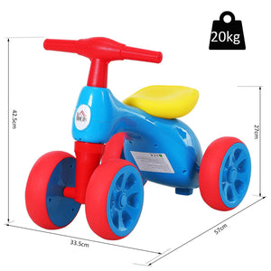 Toddler Training Walker Balance Ride-On Toy with Rubber Wheels Blue