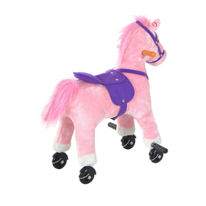 Rocking Horse with Rolling Wheels & Sound-Pink