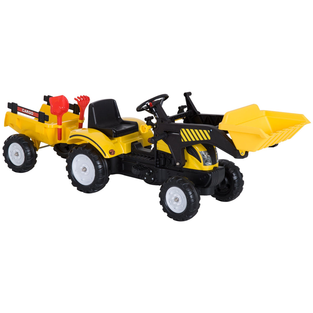 Kids Pedal Go Kart Excavator-Yellow