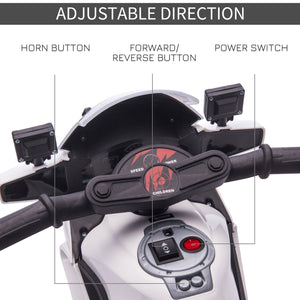 Kids 6V Electric Pedal Motorcycle Ride-On Toy Battery 18-48 months White