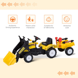 Kids Pedal Go Kart Excavator-Yellow