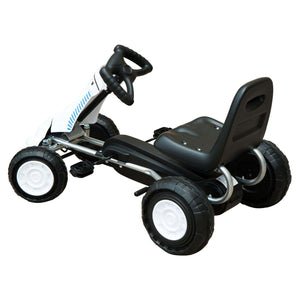 Pedal Go Kart W/Rubber Wheels-White/Black