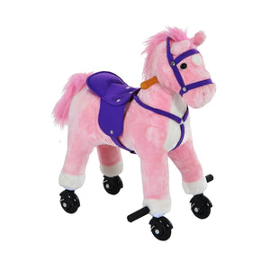 Rocking Horse with Rolling Wheels & Sound-Pink