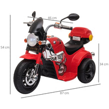 Load image into Gallery viewer, Kids 6V Battery PP Motorcycle Ride On Trike Red
