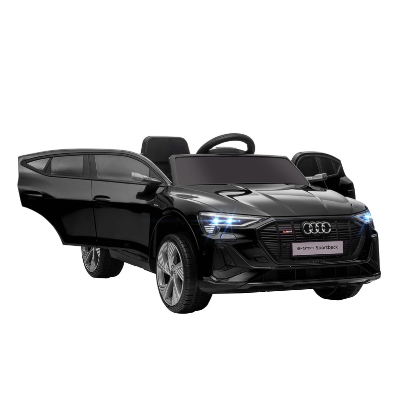 Electric  Audi E-tron Ride-On Sports Car, 12V Two Motors Battery Powered Toy w/ Remote Control, Lights, Music, Horn - Black