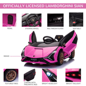 Lamborghini 12V Kids Electric Ride On Car Toy with Remote Control Pink